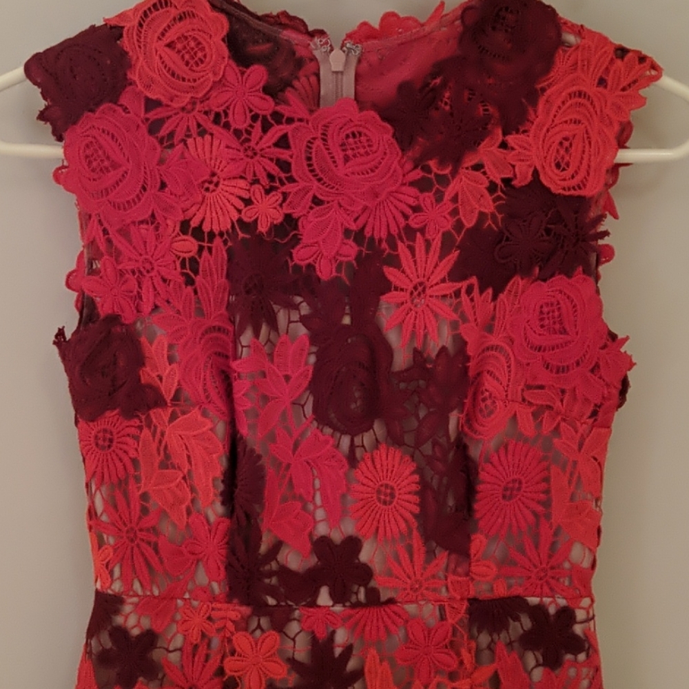 Anthropologie Red & Orange Floral Dress